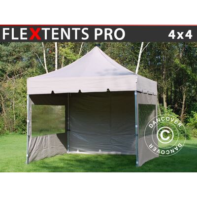DANCOVER Gazebo Pieghevole Flextents Pro "peaked" 4x4m Latte, Incl. 4 Fianchi DANCOVER Gazebo Pieghevole Flextents Pro "peaked" 4x4m Latte, Incl. 4 Fianchi