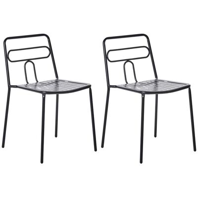 BELIANI Set Di 2 Sedie Da Giardino In Metallo Acciaio Impilabili Per Esterni Patio Nero Agerola BELIANI Set Di 2 Sedie Da Giardino In Metallo Acciaio Impilabili Per Esterni Patio Nero Agerola