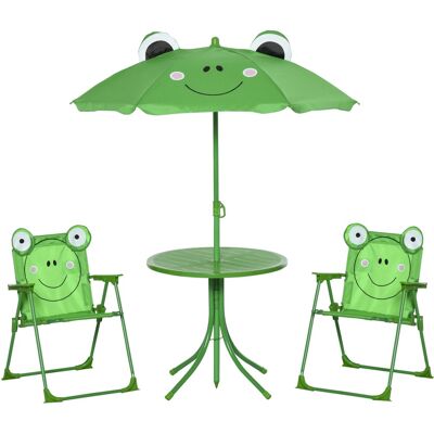 EASY COMFORT Easycomfort Set Tavolo Da Giardino Con 2 Sedie Pieghevoli E Ombrellone Per Bambini In Metallo E Poliestere, Verde EASY COMFORT Easycomfort Set Tavolo Da Giardino Con 2 Sedie Pieghevoli E Ombrellone Per Bambini In Metallo E Poliestere, Verde