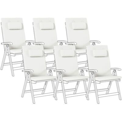 BELIANI Set Di 6 Cuscini Per Seduta E Schienale Da Esterno Con Poggiatesta Imbottito Colore Bianco Sporco Java/amantea Premium BELIANI Set Di 6 Cuscini Per Seduta E Schienale Da Esterno Con Poggiatesta Imbottito Colore Bianco Sporco Java/amantea Premium