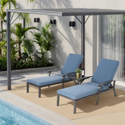 LEMONBEST Sedia Da Esterno Regolabile Con Cuscino In Cotone Blu Impermeabile, Chaise Lounge In Alluminio Resistente Alla Ruggine Per Piscina E Patio (1 Pezzo) LEMONBEST Sedia Da Esterno Regolabile Con Cuscino In Cotone Blu Impermeabile, Chaise Lounge In Alluminio Resistente Alla Ruggine Per Piscina E Patio (1 Pezzo)