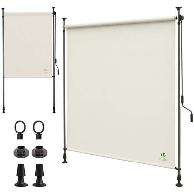 VOUNOT ® Tenda Da Sole Verticale 100 X 310 Cm Senza Fori Con Manovella, Estensibile Protezione Solare Uv E Resistente Alle Intemperie, Beige VOUNOT ® Tenda Da Sole Verticale 100 X 310 Cm Senza Fori Con Manovella, Estensibile Protezione Solare Uv E Resistente Alle Intemperie, Beige