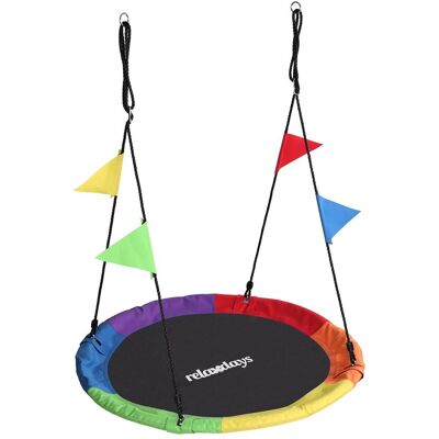RELAXDAYS Altalena Nido Sospesa Rotonda Con Bandierine Bimbi Regolabile Esterno Ø120 Cm Max 100 Kg RELAXDAYS Altalena Nido Sospesa Rotonda Con Bandierine Bimbi Regolabile Esterno Ø120 Cm Max 100 Kg