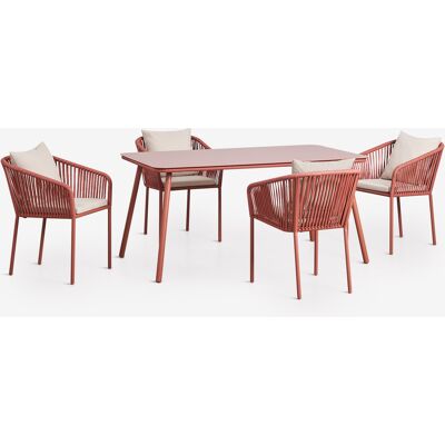 SKLUM Set Da Tavolo Rettangolare 160x90 Cm E 4 Sedie Da Pranzo In Corda Intrecciata Arhiza Classic SKLUM Set Da Tavolo Rettangolare 160x90 Cm E 4 Sedie Da Pranzo In Corda Intrecciata Arhiza Classic