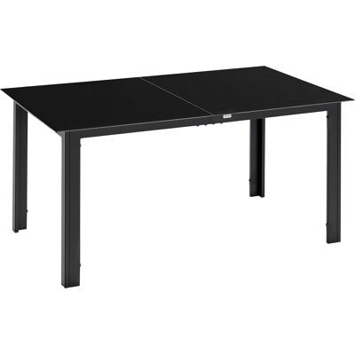 Zone Tavolo Da Giardino Per 6 Persone, Resistente Alle Intemperie, Vetro Temperato, Tavolo Da Terrazza, 150 Cm X 90 Cm X 74 Cm, Nero Zone Tavolo Da Giardino Per 6 Persone, Resistente Alle Intemperie, Vetro Temperato, Tavolo Da Terrazza, 150 Cm X 90 Cm X 74 Cm, Nero
