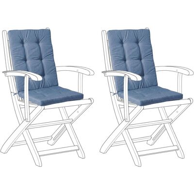 BELIANI Set Di 2 Cuscini Per Sedute E Schienaleda Esterno Con Lacci Blu Maui BELIANI Set Di 2 Cuscini Per Sedute E Schienaleda Esterno Con Lacci Blu Maui