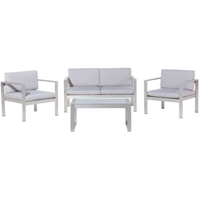 BELIANI Set Giardino 4 Pezzi Divano Simil Legno Grigio Chiaro 2 Sedie E Tavolino Salerno BELIANI Set Giardino 4 Pezzi Divano Simil Legno Grigio Chiaro 2 Sedie E Tavolino Salerno