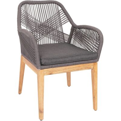 DÉCOSHOP26 Sedia Da Giardino Moderna E Resistente Alle Intemperie In Legno Di Acacia Con Schienale Arrotondato In Corda Intrecciata Grigia E Cuscino Grigio Scuro 040010102 DÉCOSHOP26 Sedia Da Giardino Moderna E Resistente Alle Intemperie In Legno Di Acacia Con Schienale Arrotondato In Corda Intrecciata Grigia E Cuscino Grigio Scuro 040010102