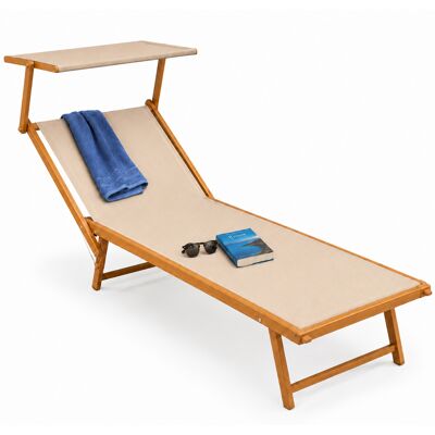 BAKAJI Lettino Prendisole Con Struttura Alluminio Effetto Legno E Tessuto Beige BAKAJI Lettino Prendisole Con Struttura Alluminio Effetto Legno E Tessuto Beige