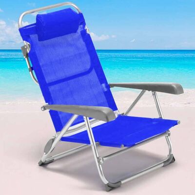 BAKAJI Spiaggina Sedia Prendisole Pieghevole Mare Spiaggia Sdraio Reclinabile Blu BAKAJI Spiaggina Sedia Prendisole Pieghevole Mare Spiaggia Sdraio Reclinabile Blu