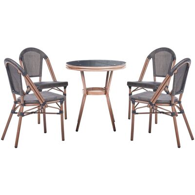 BELIANI Set Da Pranzo Da Giardino A 4 Posti Con Tavolo Rotondo In Rattan Pe E Sedie Con Struttura In Alluminio Grigio Rifreddo BELIANI Set Da Pranzo Da Giardino A 4 Posti Con Tavolo Rotondo In Rattan Pe E Sedie Con Struttura In Alluminio Grigio Rifreddo