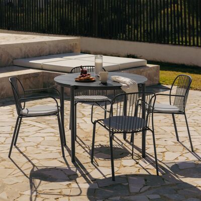 SKLUM Set Da Tavolo Rotondo Ø110 Cm In Alluminio Elton E 4 Sedie Da Giardino Con Braccioli In Acciaio Anerina SKLUM Set Da Tavolo Rotondo Ø110 Cm In Alluminio Elton E 4 Sedie Da Giardino Con Braccioli In Acciaio Anerina