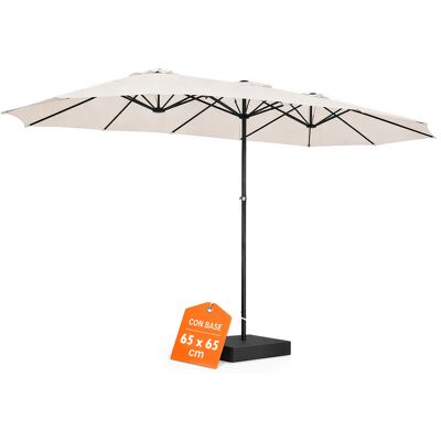 BAKAJI Ombrellone Doppio 4.6 Metri Con Base Da Giardino Rivestimento Anti Uv 12 Ribs BAKAJI Ombrellone Doppio 4.6 Metri Con Base Da Giardino Rivestimento Anti Uv 12 Ribs