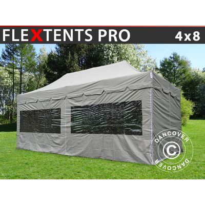 DANCOVER Gazebo Pieghevole Gazebo Rapido Flextents Pro 4x8m Latte, Incl. 6 DANCOVER Gazebo Pieghevole Gazebo Rapido Flextents Pro 4x8m Latte, Incl. 6