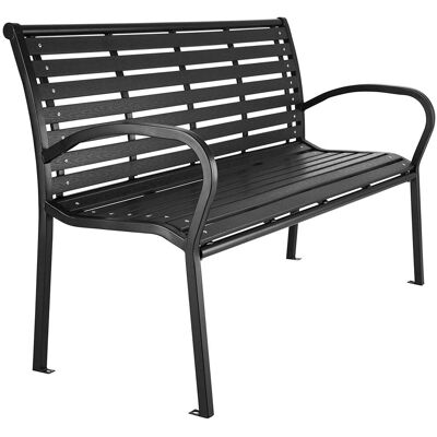 BAKAJI - Panchina Da Esterno Giardino Panca Polywood Struttura In Acciaio Nero 126x81x62 BAKAJI - Panchina Da Esterno Giardino Panca Polywood Struttura In Acciaio Nero 126x81x62