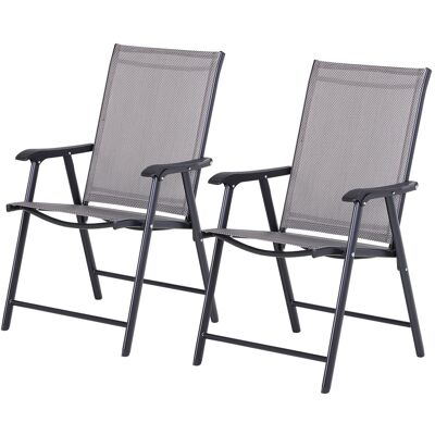 EASY COMFORT Easycomfort Set 2 Sedie Pieghevoli Da Esterni In Acciaio E Texteline Per Giardino Veranda Terrazzo, Grigio, 58 X 64 X 94cm EASY COMFORT Easycomfort Set 2 Sedie Pieghevoli Da Esterni In Acciaio E Texteline Per Giardino Veranda Terrazzo, Grigio, 58 X 64 X 94cm