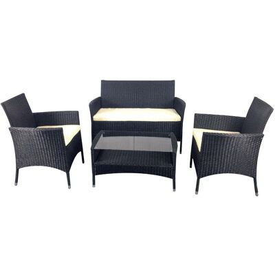 Morel - Set Da Giardino Divano Poltrone E Tavolino In Polyrattan Capri Nero Morel - Set Da Giardino Divano Poltrone E Tavolino In Polyrattan Capri Nero