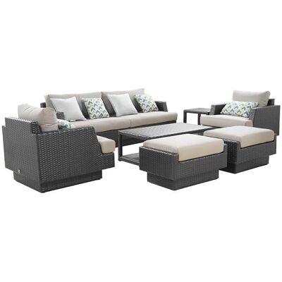 Home Deluxe - Gruppo Di Sedute Da Giardino In Rattan Incl. Copertura Malibu - Antracite Per 8 Persone Home Deluxe - Gruppo Di Sedute Da Giardino In Rattan Incl. Copertura Malibu - Antracite Per 8 Persone