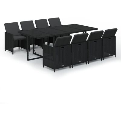HELLOSHOP26 Set Da Pranzo Da Esterno In Vimini Nero Composto Da 9 Pezzi Con Mobili E Cuscini 020014478 HELLOSHOP26 Set Da Pranzo Da Esterno In Vimini Nero Composto Da 9 Pezzi Con Mobili E Cuscini 020014478