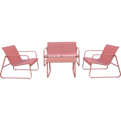 HAPPY GARDEN Set Di Mobili Da Giardino In Textilene A 4 Posti In Terracotta Tenerife HAPPY GARDEN Set Di Mobili Da Giardino In Textilene A 4 Posti In Terracotta Tenerife