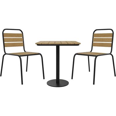 Unique Sala Da Pranzo Da Giardino In Polywood E Metallo: Un Tavolo L.70 Cm E 2 Sedie Impilabili - Nero - Lylios Di Mylia Unique Sala Da Pranzo Da Giardino In Polywood E Metallo: Un Tavolo L.70 Cm E 2 Sedie Impilabili - Nero - Lylios Di Mylia