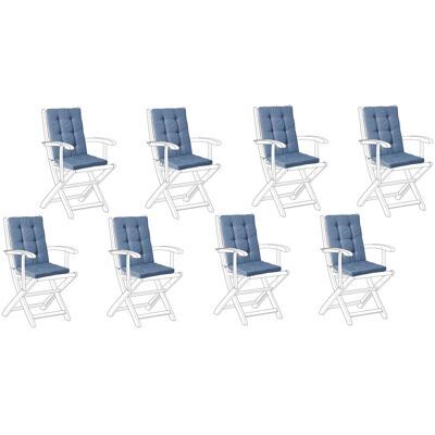 BELIANI Set Di 8 Cuscini Da Esterno In Poliestere Per Seduta E Schienale, Con Lacci, Resistenti Ai Raggi Uv E All'acqua Blu Maui BELIANI Set Di 8 Cuscini Da Esterno In Poliestere Per Seduta E Schienale, Con Lacci, Resistenti Ai Raggi Uv E All'acqua Blu Maui