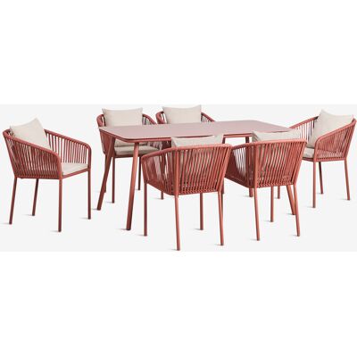SKLUM Set Da Tavolo Rettangolare 160x90 Cm E 6 Sedie Da Giardino In Corda Intrecciata Arhiza Classic SKLUM Set Da Tavolo Rettangolare 160x90 Cm E 6 Sedie Da Giardino In Corda Intrecciata Arhiza Classic