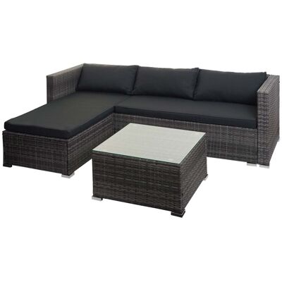 DÉCOSHOP26 Set Di Mobili Da Giardino In Polyrattan Grigio Set Lounge Per Balcone O Terrazzo Divano Con Tavolino E Cuscini Grigio Scuro 040004215 DÉCOSHOP26 Set Di Mobili Da Giardino In Polyrattan Grigio Set Lounge Per Balcone O Terrazzo Divano Con Tavolino E Cuscini Grigio Scuro 040004215