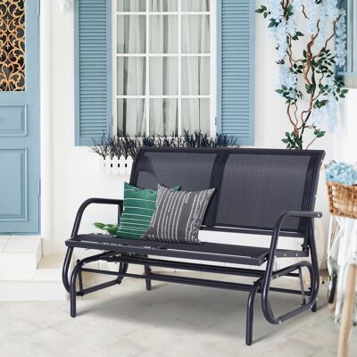 LEMONBEST Sedia A Dondolo Da Giardino 2 Posti In Metallo, Struttura Resistente, Colore Nero, Dimensioni 120 X 70 X 88 Cm LEMONBEST Sedia A Dondolo Da Giardino 2 Posti In Metallo, Struttura Resistente, Colore Nero, Dimensioni 120 X 70 X 88 Cm