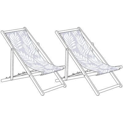 BELIANI Set Di 2 Teli Di Ricambio Per Lettino Da Sole Con Motivo Foglie Grigio Anzio / Avellino BELIANI Set Di 2 Teli Di Ricambio Per Lettino Da Sole Con Motivo Foglie Grigio Anzio / Avellino