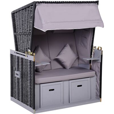 Zone Baule Da Spiaggia Per 2 Persone Con Schienale Reclinabile Grigio 118 X 79 X 150cm Zone Baule Da Spiaggia Per 2 Persone Con Schienale Reclinabile Grigio 118 X 79 X 150cm