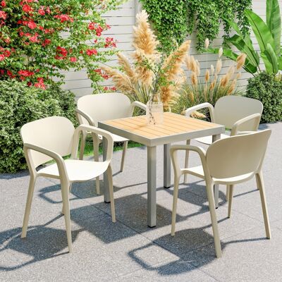 LEMONBEST Set Di 4 Sedie Da Giardino Impilabili In Plastica Resistenti Alle Intemperie Con Braccioli E Schienale, Portata Fino A 120 Kg LEMONBEST Set Di 4 Sedie Da Giardino Impilabili In Plastica Resistenti Alle Intemperie Con Braccioli E Schienale, Portata Fino A 120 Kg