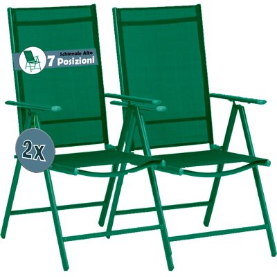 BAKAJI Set 2 Sedie Pieghevoli Da Giardino Verde Sdraio Da Esterno Tessuto Traspirante BAKAJI Set 2 Sedie Pieghevoli Da Giardino Verde Sdraio Da Esterno Tessuto Traspirante