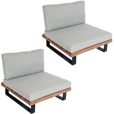 DÉCOSHOP26 Set Di 2 Sedie A Sdraio Da Giardino In Legno Di Acacia Marrone Chiaro E Alluminio Con Cuscini Grigio Chiaro 040009399 DÉCOSHOP26 Set Di 2 Sedie A Sdraio Da Giardino In Legno Di Acacia Marrone Chiaro E Alluminio Con Cuscini Grigio Chiaro 040009399