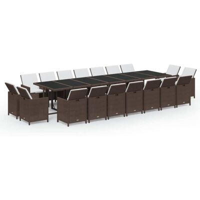 HELLOSHOP26 Set Da Pranzo Da Giardino Mobili Da Esterno Cuscini 19 Pz Poly Rattan Marrone 020014431 HELLOSHOP26 Set Da Pranzo Da Giardino Mobili Da Esterno Cuscini 19 Pz Poly Rattan Marrone 020014431