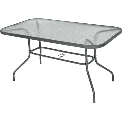 EASY COMFORT Easycomfort Tavolo Da Giardino Con Foro Per Ombrellone, Arredamento Da Esterno In Metallo E Vetro 140x80x70cm Grigio EASY COMFORT Easycomfort Tavolo Da Giardino Con Foro Per Ombrellone, Arredamento Da Esterno In Metallo E Vetro 140x80x70cm Grigio