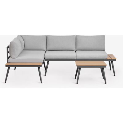 SKLUM Set Da Giardino Con Divano Angolare 4 Posti E Tavolino In Alluminio E Legno Nadi SKLUM Set Da Giardino Con Divano Angolare 4 Posti E Tavolino In Alluminio E Legno Nadi