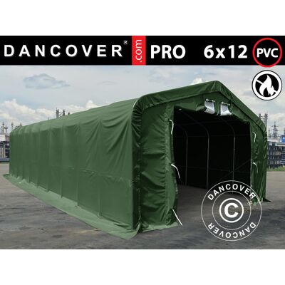 DANCOVER Capannone Tenda Pro 6x12x3,7m Pvc Con Pannello Centrale, Verde - DANCOVER Capannone Tenda Pro 6x12x3,7m Pvc Con Pannello Centrale, Verde -