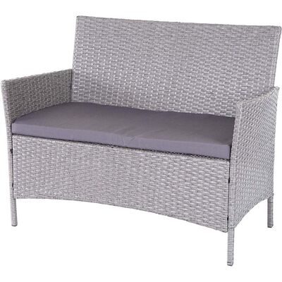 DÉCOSHOP26 - Panca Da Giardino In Polyrattan Grigio Con Cuscino Grigio Mdj04138 DÉCOSHOP26 - Panca Da Giardino In Polyrattan Grigio Con Cuscino Grigio Mdj04138
