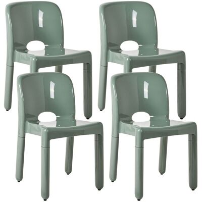 BELIANI Set Di 4 Sedie Da Pranzo In Plastica Per Interni Ed Esterni Senza Braccioli Impilabili Verde Betim BELIANI Set Di 4 Sedie Da Pranzo In Plastica Per Interni Ed Esterni Senza Braccioli Impilabili Verde Betim