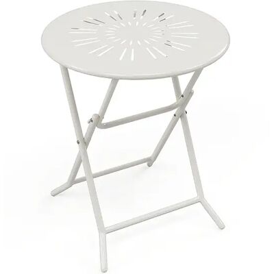 Unique Tavolo Da Giardino Pieghevole D.60 Cm In Metallo Effetto Ferro Battuto Bianco - Guermantes Di Mylia Unique Tavolo Da Giardino Pieghevole D.60 Cm In Metallo Effetto Ferro Battuto Bianco - Guermantes Di Mylia