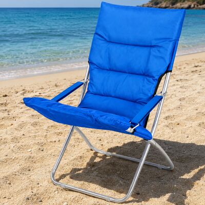 BAKAJI Spiaggina Sedia Canapone In Acciaio Tessuto Imbottito Pieghevole Relax Blu BAKAJI Spiaggina Sedia Canapone In Acciaio Tessuto Imbottito Pieghevole Relax Blu