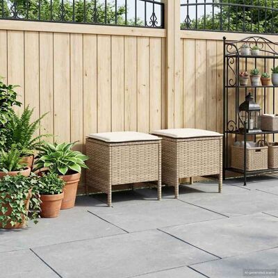 VIDAXL Poggiapiedi Da Giardino 2 Pezzo Beige E Crema 38 X 38 X 45 VIDAXL Poggiapiedi Da Giardino 2 Pezzo Beige E Crema 38 X 38 X 45