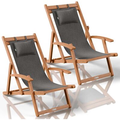 Juskys Sdraio Pieghevole Tavira Antracite Set Da 2 Sdraio Resistente Alle Intemperie In Legno Di Acacia Oliato Juskys Sdraio Pieghevole Tavira Antracite Set Da 2 Sdraio Resistente Alle Intemperie In Legno Di Acacia Oliato
