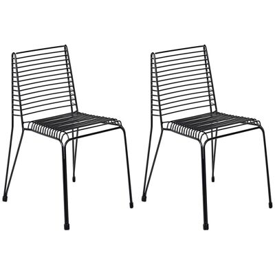 BELIANI Set Di 2 Sedie Da Giardino In Acciaio Impilabili Da Esterno Per Patio Nero Chieve BELIANI Set Di 2 Sedie Da Giardino In Acciaio Impilabili Da Esterno Per Patio Nero Chieve