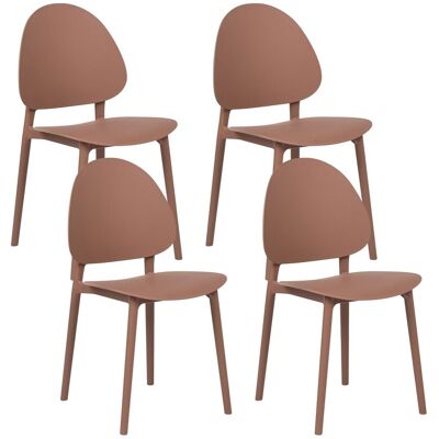 BELIANI Set Di 4 Sedie Da Pranzo In Plastica Per Interni Ed Esterni Senza Braccioli Marrone Ceara BELIANI Set Di 4 Sedie Da Pranzo In Plastica Per Interni Ed Esterni Senza Braccioli Marrone Ceara