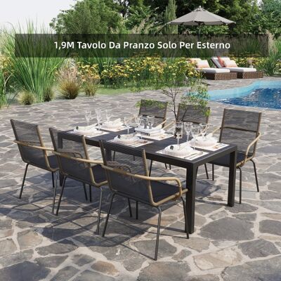LEMONBEST Tavolo Da Giardino In Alluminio 120x70 Cm Per Terrazzo, Resistente Alle Intemperie, In Legno Composito Nero E Design Moderno LEMONBEST Tavolo Da Giardino In Alluminio 120x70 Cm Per Terrazzo, Resistente Alle Intemperie, In Legno Composito Nero E Design Moderno