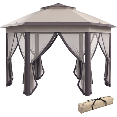 Zone Pergola 4x4m Impermeabile Pop-up Pergola Pieghevole Esagonale, Doppio Tetto, Pergola Da Giardino Con 6 Pannelli Laterali, Tenda Da Festa Incl. Borsa Da Trasporto, Per Giardino, Terrazza, Festival, Caf Zone Pergola 4x4m Impermeabile Pop-up Pergola Pieghevole Esagonale, Doppio Tetto, Pergola Da Giardino Con 6 Pannelli Laterali, Tenda Da Festa Incl. Borsa Da Trasporto, Per Giardino, Terrazza, Festival, Caf