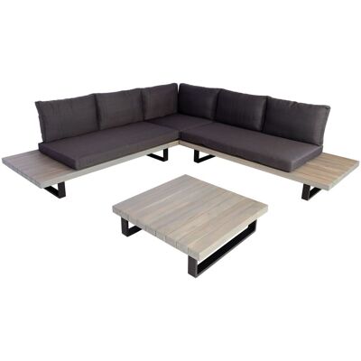 DÉCOSHOP26 Set Da Giardino A 5 Posti 255x255 Cm Alluminio E Legno Di Acacia Con Cuscini Grigi 040010291 DÉCOSHOP26 Set Da Giardino A 5 Posti 255x255 Cm Alluminio E Legno Di Acacia Con Cuscini Grigi 040010291