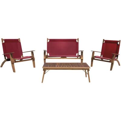 EUROGARDEN Set Da Esterno Pieghevole "primavera" In Legno Di Acacia Bordeaux 4 Sedute E Tavolino EUROGARDEN Set Da Esterno Pieghevole "primavera" In Legno Di Acacia Bordeaux 4 Sedute E Tavolino